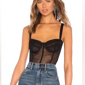 New DANIELLE GUIZIO Zita Mesh Bustier 
Corset Top in Black Medium